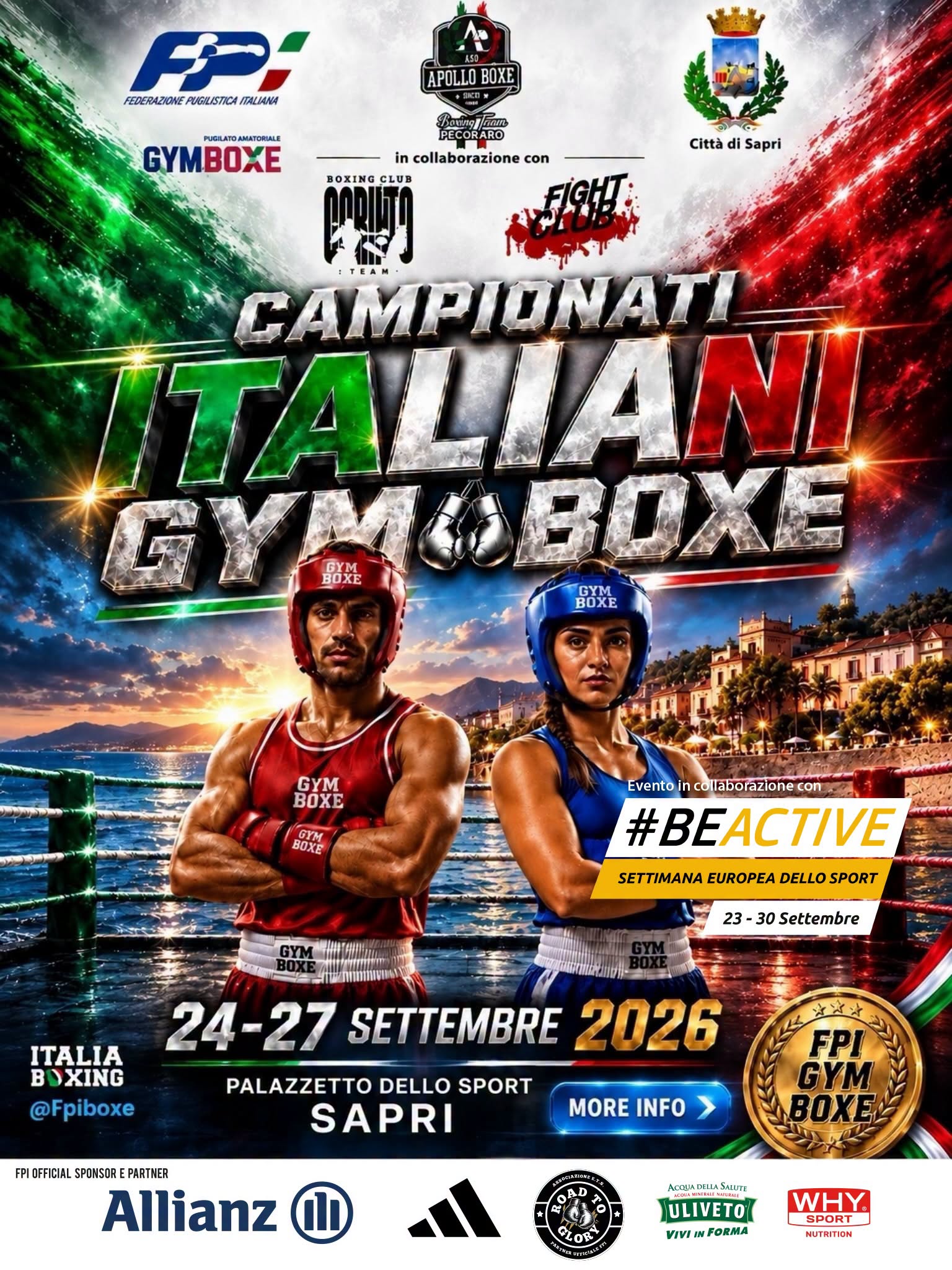 CAMPIONATI ITALIANI GYM BOXE 2026 - PALASPORT DI SAPRI 24-27 SETTEMBRE - EVENTO PARTE DELLA SETTIMANA EUROPEA DELLO SPORT 2026