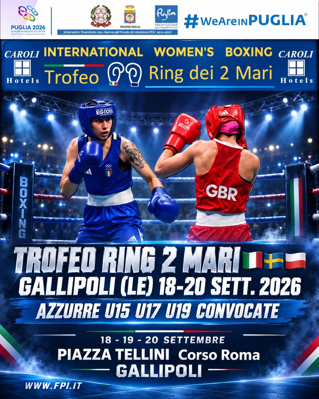 15 Azzurrine per il Trofeo Ring dei Due Mari - Gallipoli (LE) 18-20 Settembre 2026 