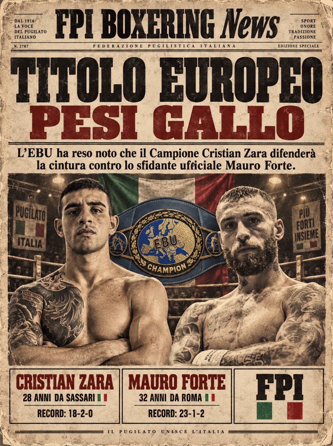 EBU GOLD PESI GALLO | MAURO FORTE SFIDANTE UFFICIALE DEL CAMPIONE CRISTIAN ZARA 