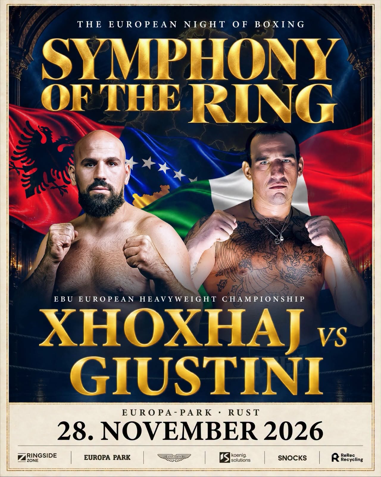 TITOLO EUROPEO PESI MASSIMI | IL 281 NOVEMBRE PV A RUST (GERMANIA) GIUSTINI VS XHOXHAJ