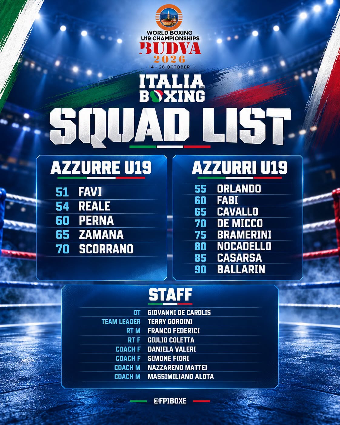 WORLD BOXING CHAMPIONSHIPS U19 BUVDA 2026 - L'ITALIA BOXING TEAM 