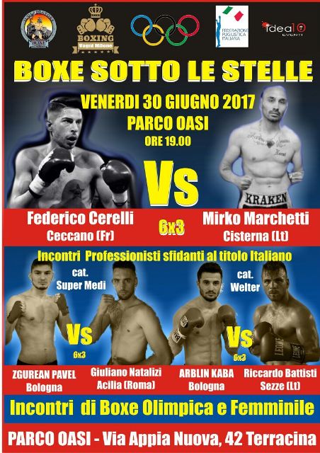 30 giugno a Terracina: Boxe sotto le stelle