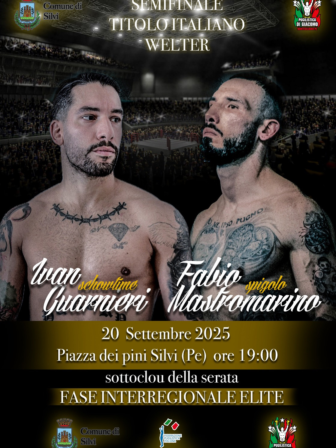 Semifinale Titolo Italiano Welter - il 20/9 pv a Silvi Marina Guarnieri vs MastroMarino 