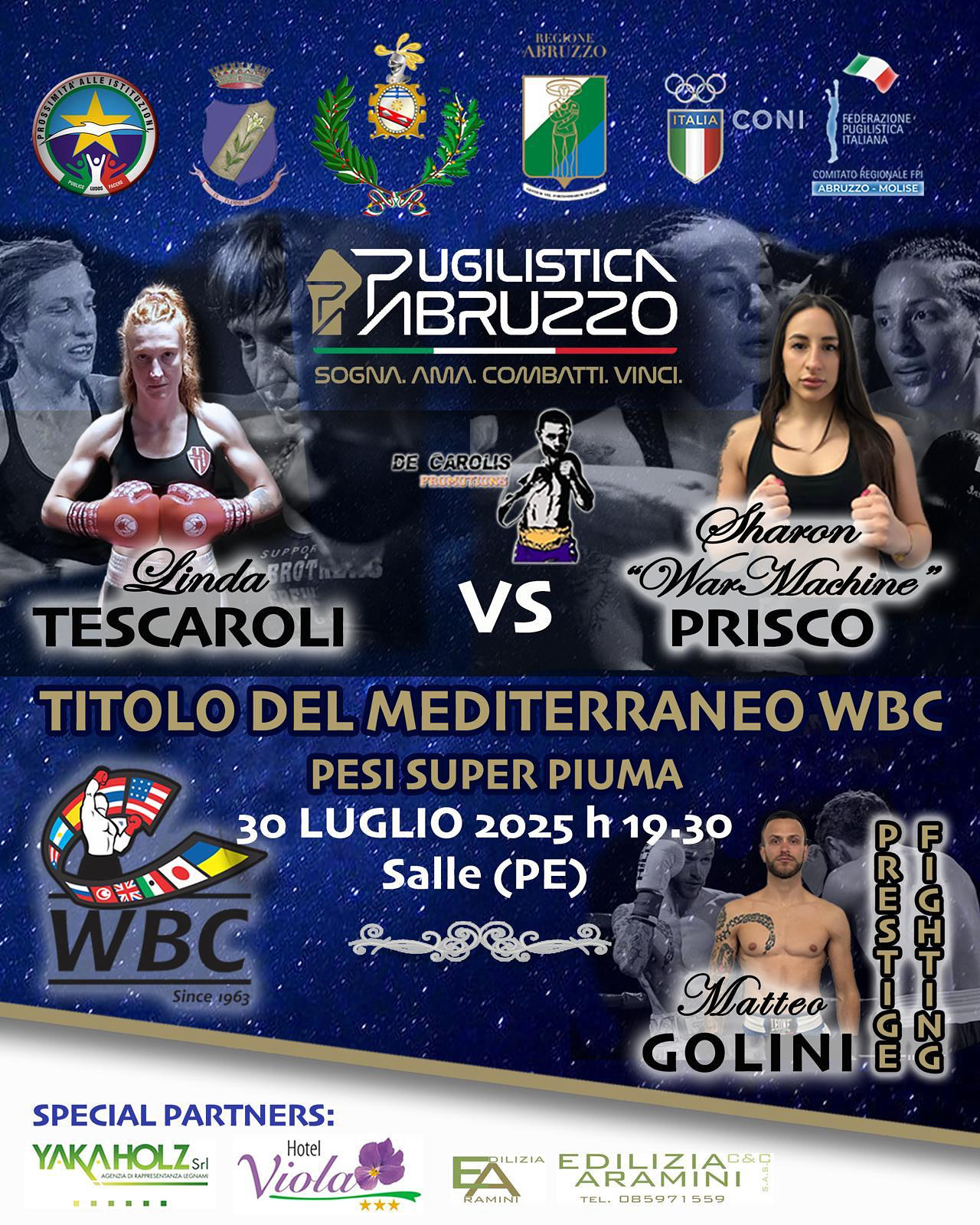 Il 30 Luglio gran derby tricolore Prisco vs Tescaroli per il WBC Mediterraneo Superpiuma 