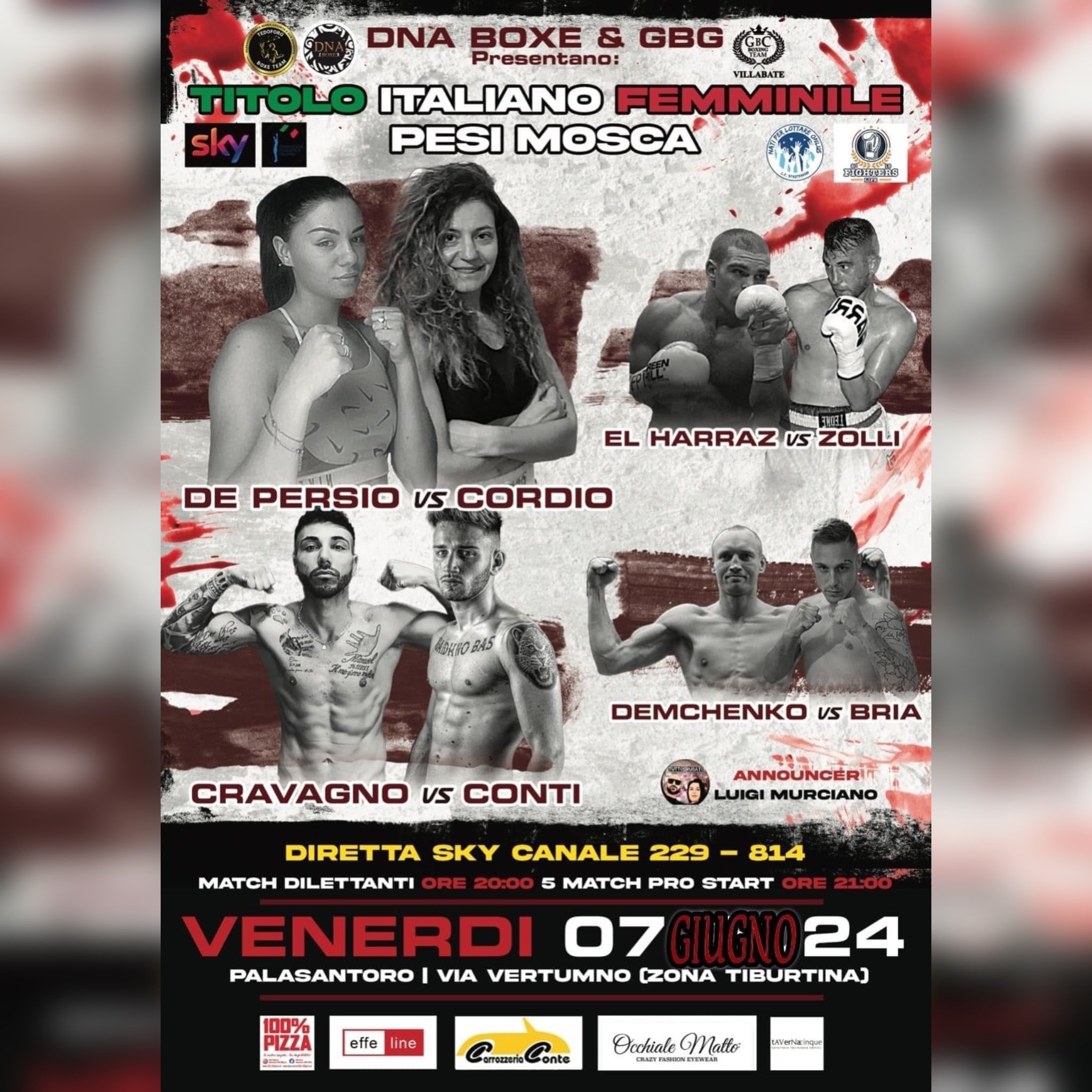 IL 7 GIUGNO A ROMA REMATCH CORDIO VS DEPERSIO PER L'ITALIANO FEMMINILE MOSCA 