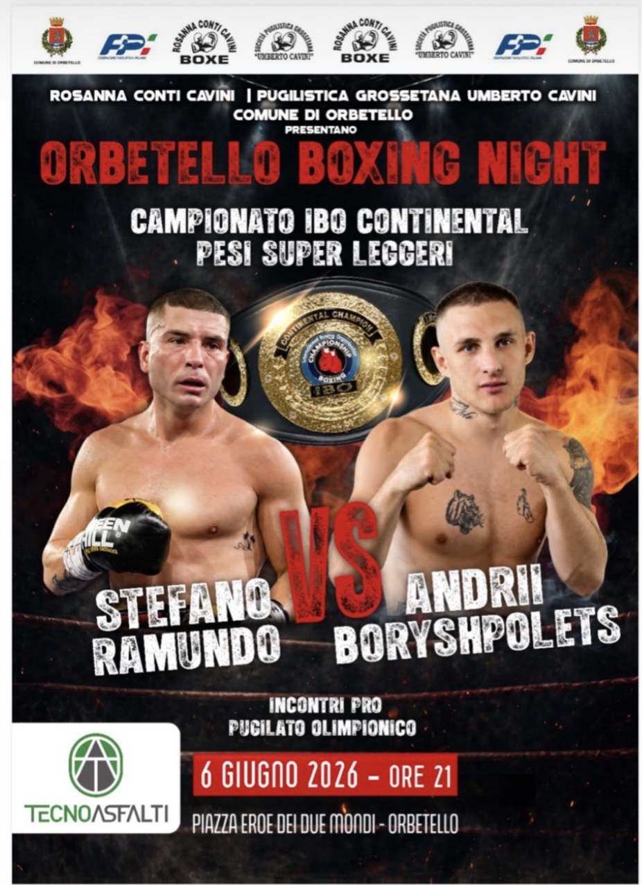 Orbetello Boxing Night: domani Ramundo sul ring per il titolo IBO Continentale dei Superleggeri
