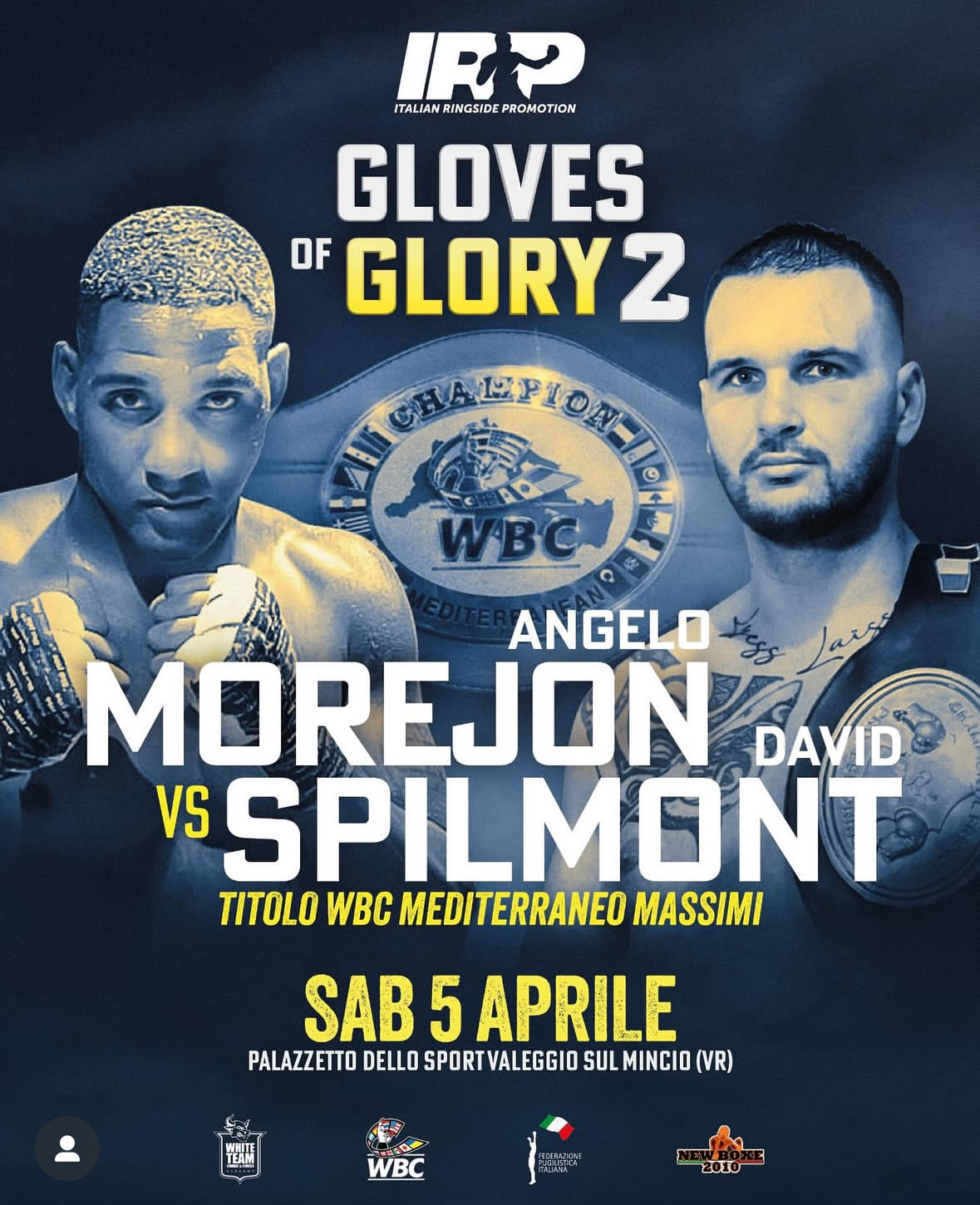 Il 5 Aprile Angelo Morejon sul ring per il WBC Mediterraneo Pesi Massimi 