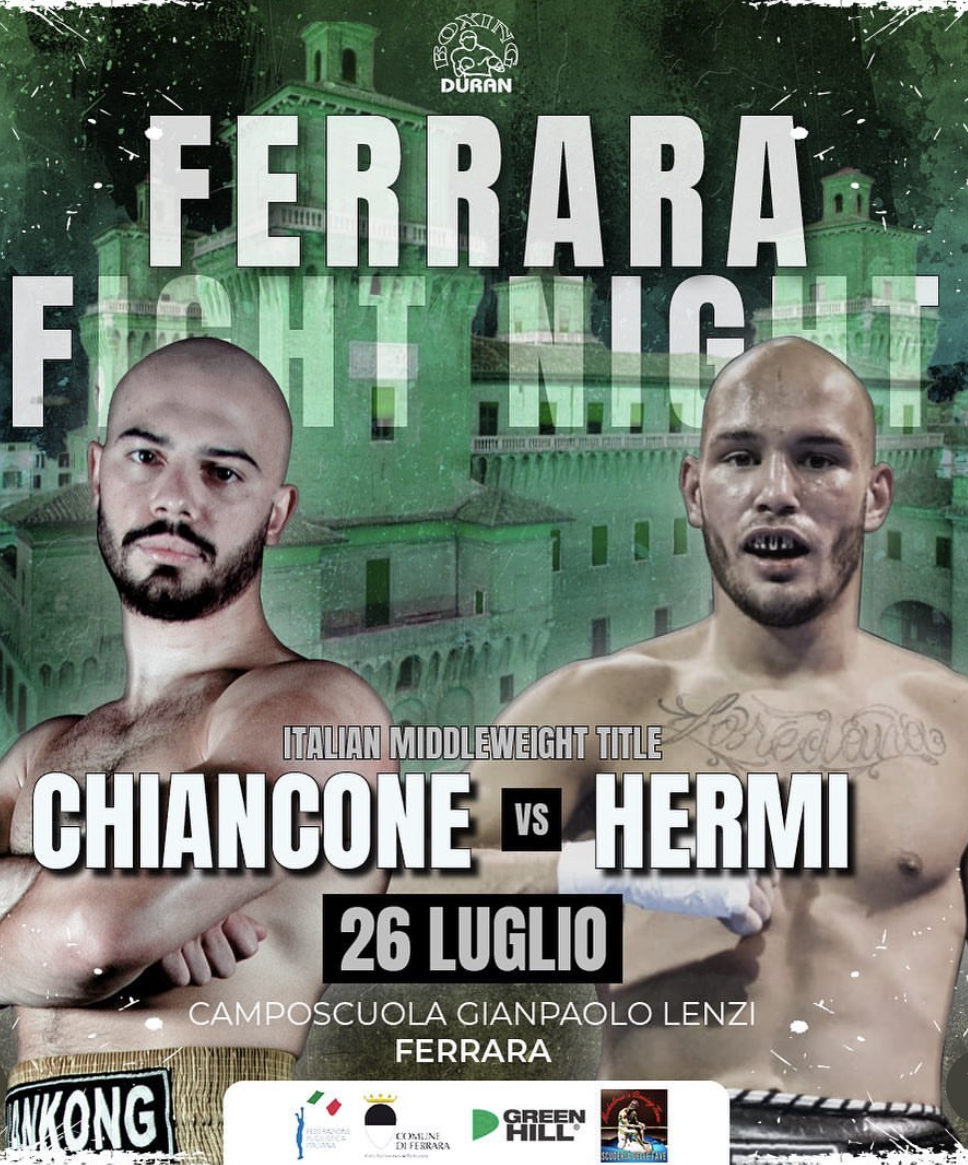 Il 26 luglio p.v. a Ferrara Chiancone vs Hermi per l'Italiano MEDI