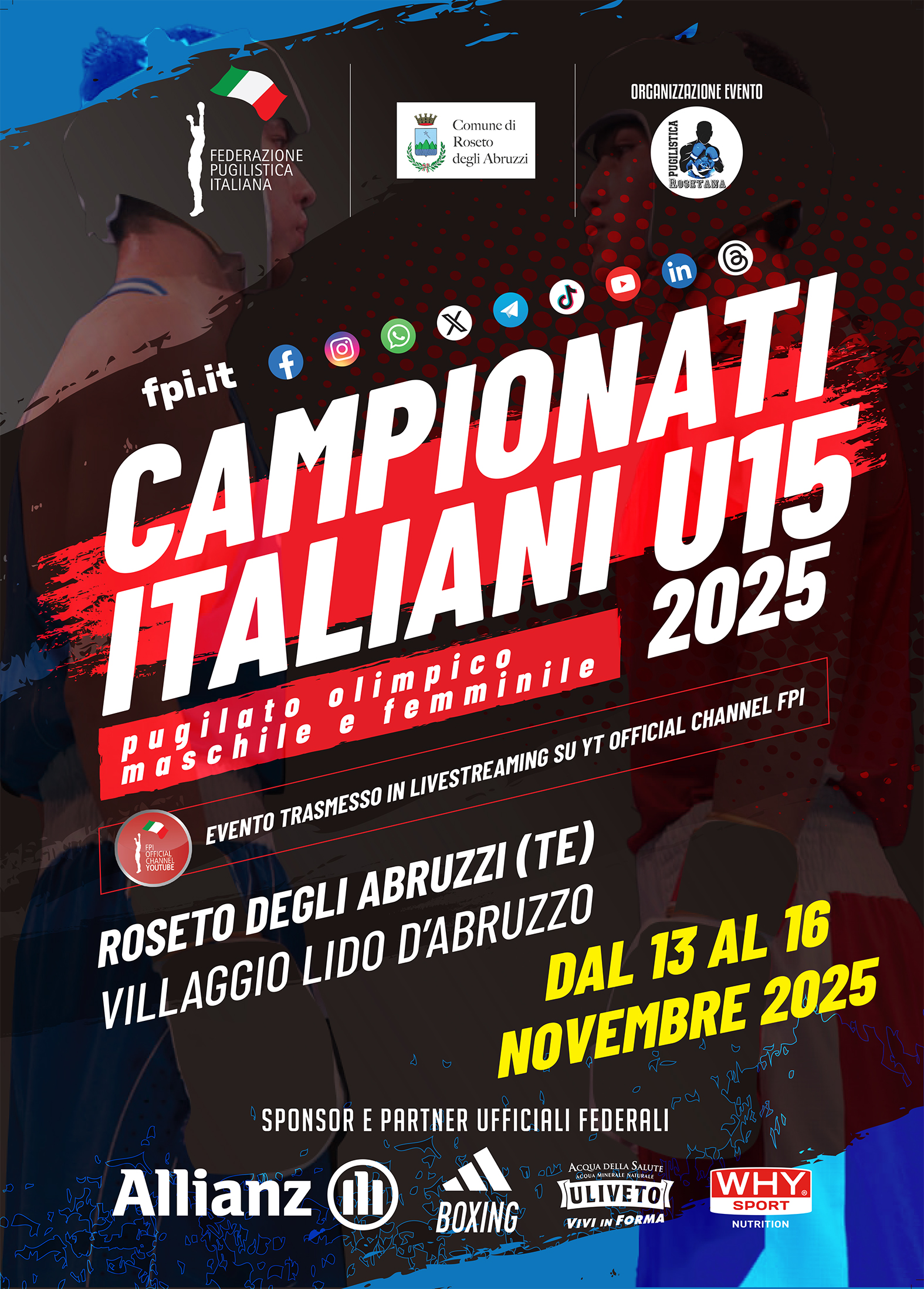 Campionati Italiani U15 M/F 2025 ROSETO DEGLI ABRUZZI - OGGI H14 LE FINALI - INFO LIVESTREAMING + PROGRAMMA MATCH 