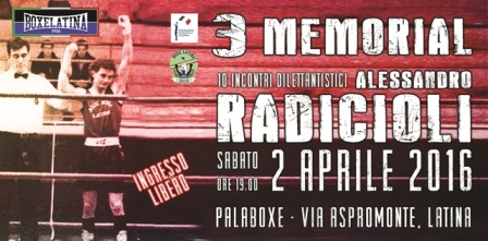 2 aprile si svolgerà il 3° Memorial “Alessandro Radicioli”