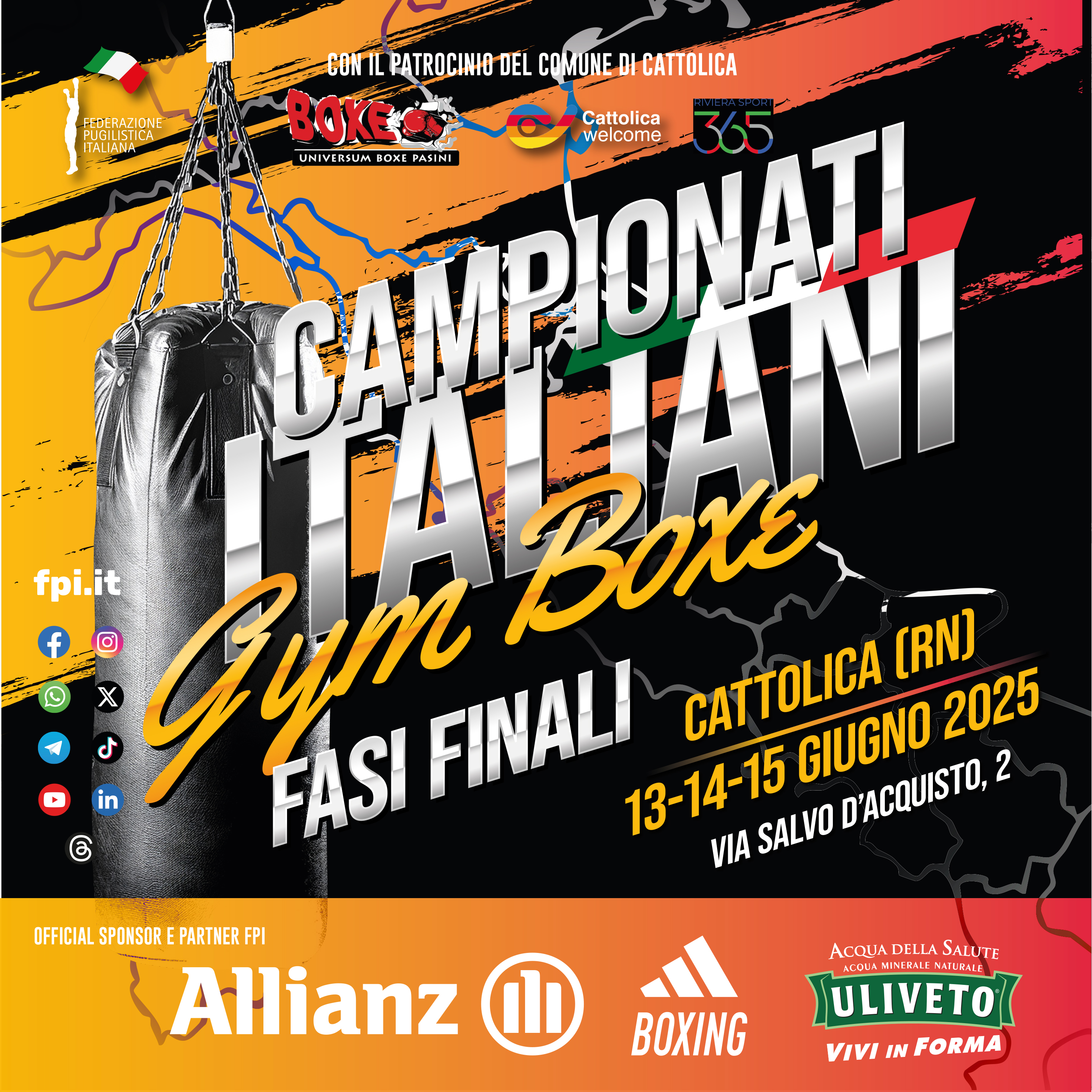 CAMPIONATI ITALIANI GYM BOXE 2025 - CATTOLICA 13-15 GIUGNO - PROGRAMMA MATCH 13 GIUGNO 