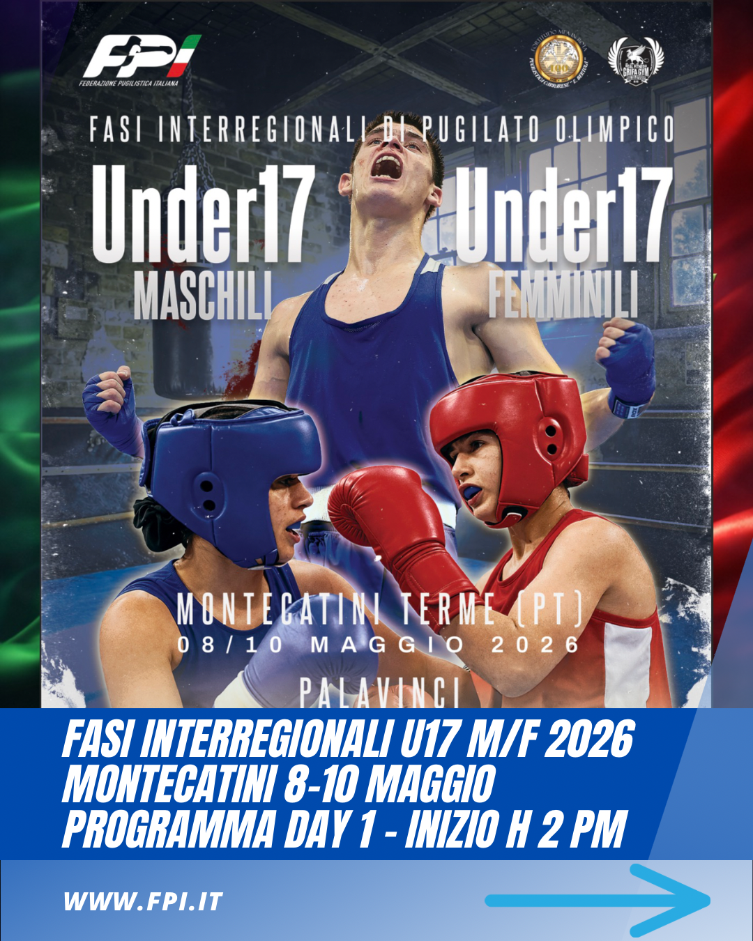 Fasi Interregionali U17 2026 - Programma Day 1 - Inizio Match H 14 - Diretta Italia Boxe TV/Sportface
