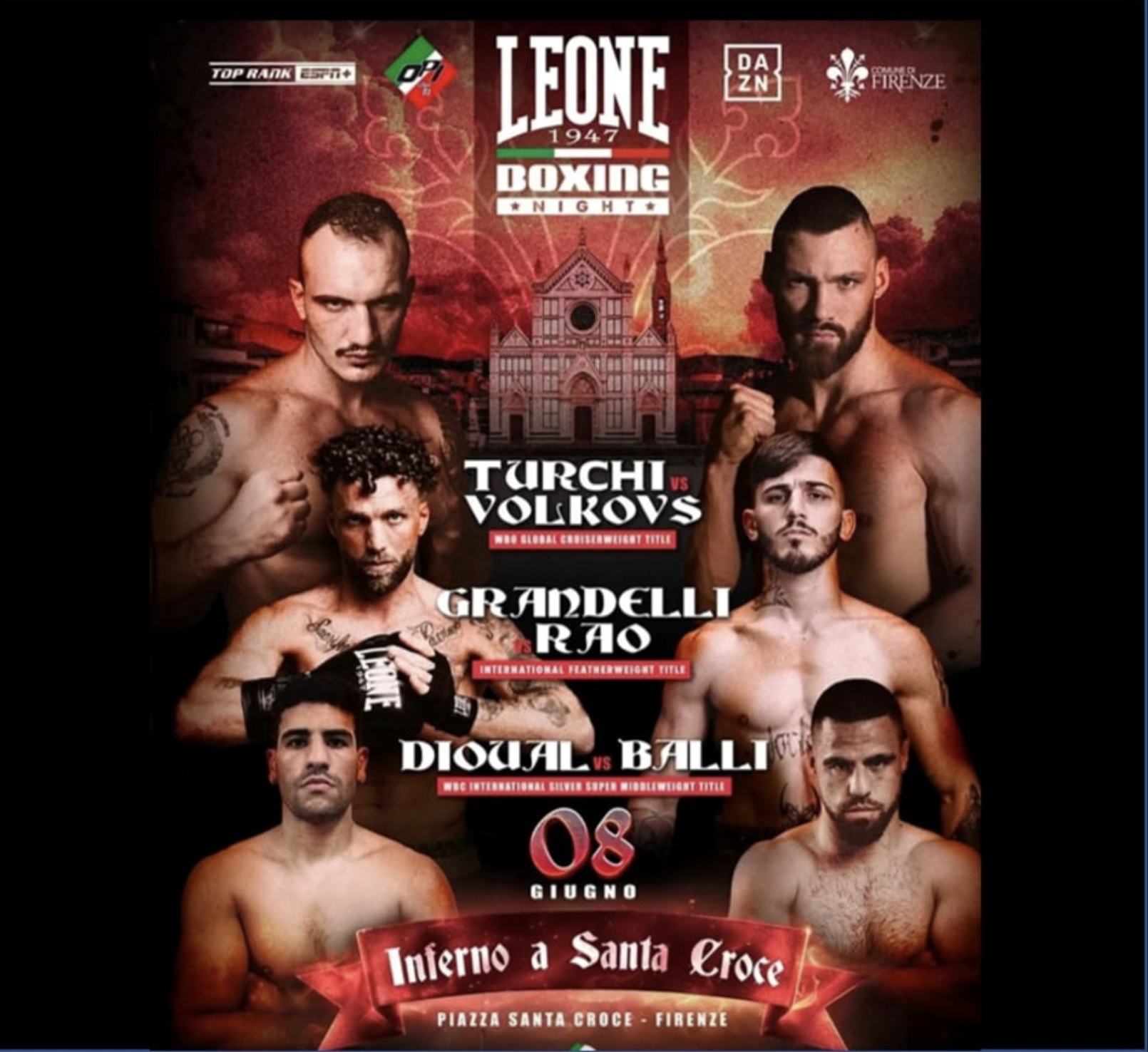 Firenze Boxing Night  - PIazza Santa Croce - RISULTATI DELLA GRAN SERATA OPI 82
