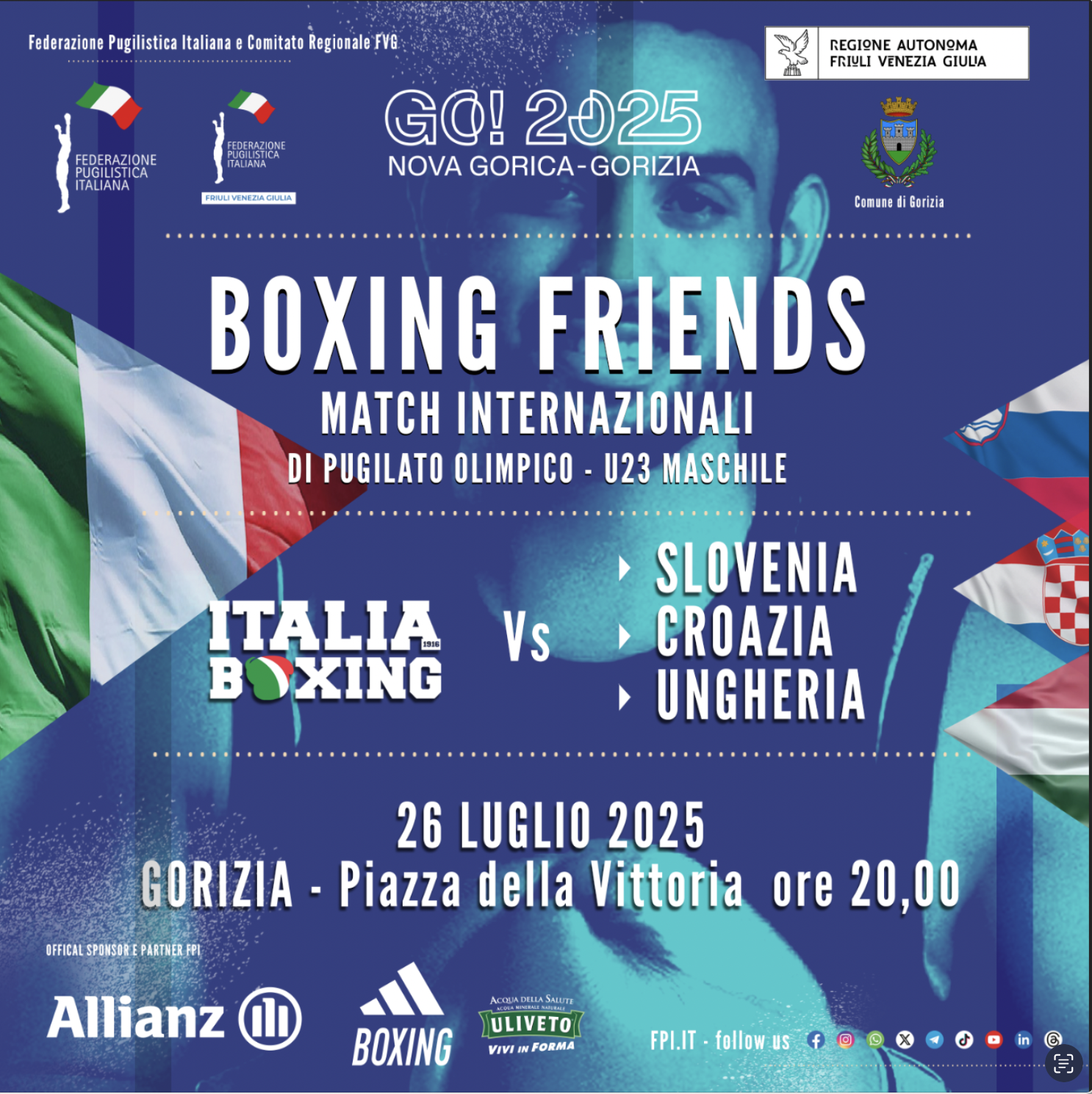 Il 26 luglio a Gorizia DUAL MATCH TRA ITALIA - SLOVENIA - UNGHERIA - CROAZIA 