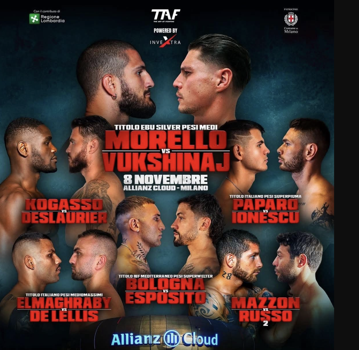 SABATO 8 NOVEMBRE GRANDISSIMA SERATA TAF ALL'ALLIANZ CLOUD DI MILANO 