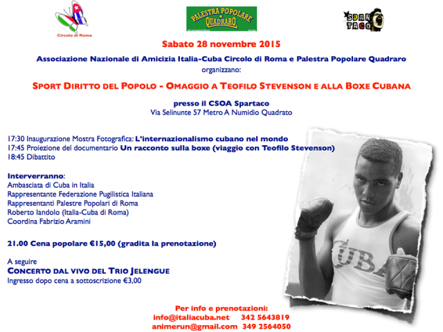 Palestra Popolare Quadraro: omaggio a Stevenson e alla boxe cubana 