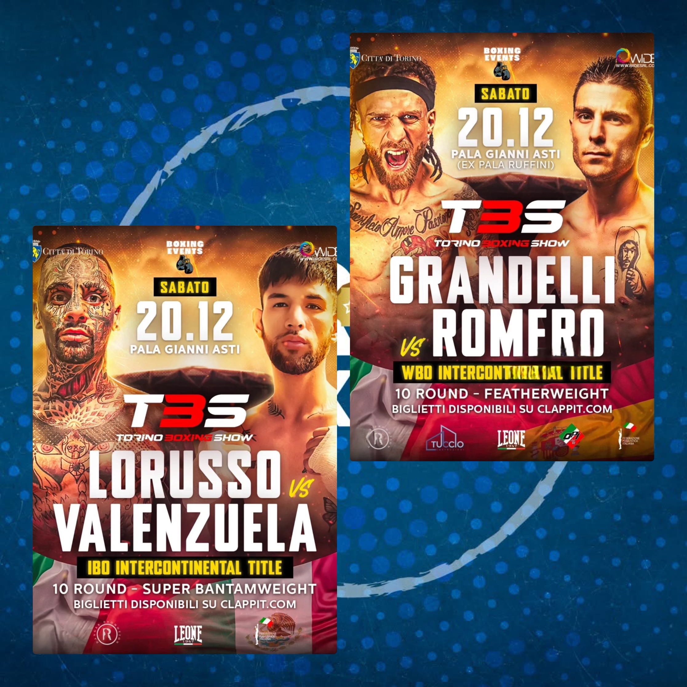 Il 20 dicembre la TORINO BOXING SHOW con Lorusso e Grandelli sul ring per due Titoli 