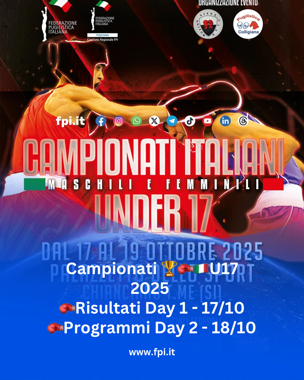Campionati Italiani U17 M/F 2025 - Chianciano Terme  - RISULTATI 1° GIORNATA E PROGRAMMI DAY 2