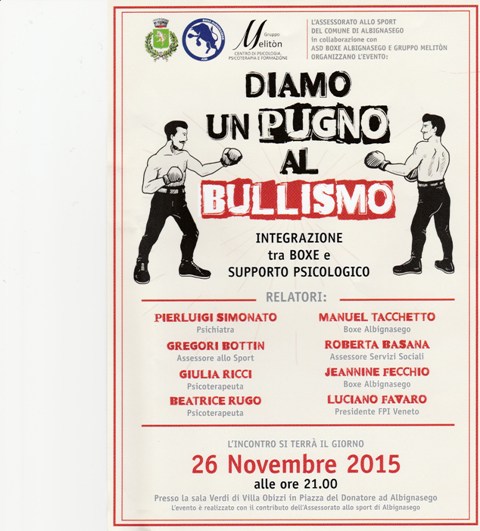 Boxe Albignasego: "Diamo un pugno al bullismo"