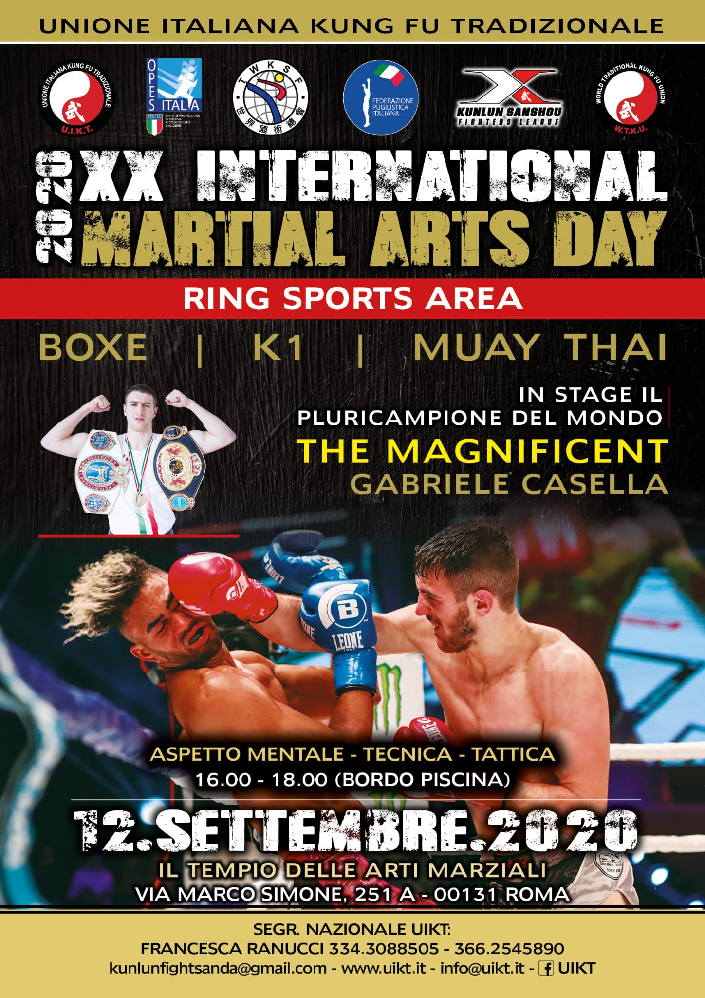 il 12 Settembre Lezione di Boxe di Gabriele Casella al XX Int. Martial Arts Day 