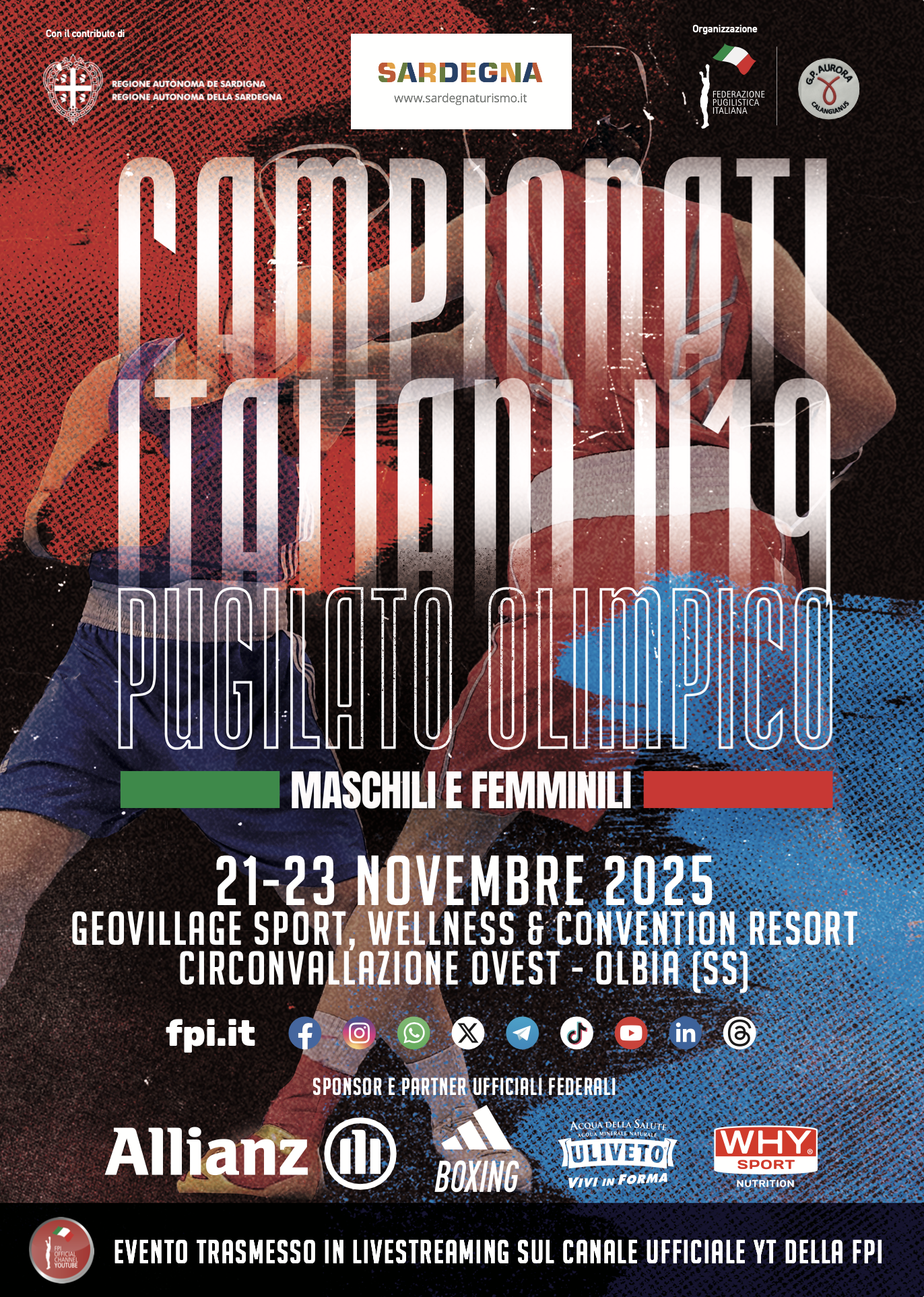 Campionati Italiani U19 M/F 2025 - A OLBIA LE FINALI NAZIONALI DAL 21 AL 23 NOVEMBRE PV