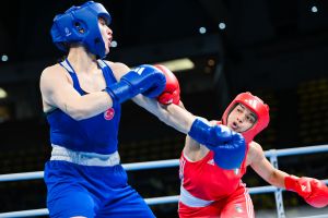 gemini melissa ita in red and isildar busra tur in blue competes in the boxing road to paris 2nd world qualification tournament in bangkok tha in the women s 75kg event on june 2024. gemini melissa ita in red and isildar busra tur in blue competes in the boxing road to paris 2nd world qualification tournament in bangkok tha in the women s 75kg event on june 2024.