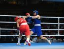 gemini melissa  ita  in red and manikon baison  tha  in blue competes in the boxing road to paris 2nd world qualification tournament in bangkok  tha  in the women s 75kg event on 2 june 2024.