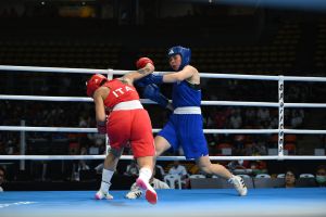 gemini melissa ita in red and manikon baison tha in blue competes in the boxing road to paris 2nd world qualification tournament in bangkok tha in the women s 75kg event on 2 june 2024. gemini melissa ita in red and manikon baison tha in blue competes in the boxing road to paris 2nd world qualification tournament in bangkok tha in the women s 75kg event on 2 june 2024.