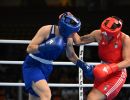 gemini melissa  ita  in red and manikon baison  tha  in blue competes in the boxing road to paris 2nd world qualification tournament in bangkok  tha  in the women s5kg event on 2 june 2024.