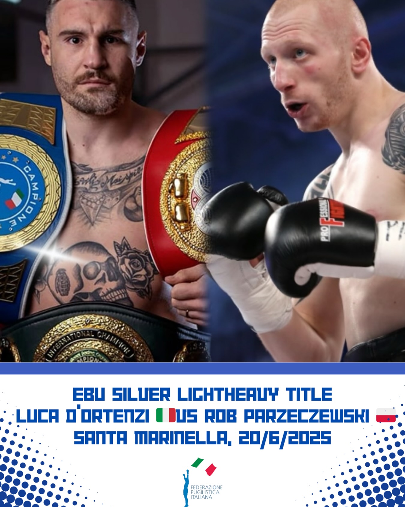TITOLO EBU SILVER MEDIOMASSIMI: IL PROSSIMO 20 GIUGNO A SANTA MARINELLA D'ORTENZI VS PARZECZewski