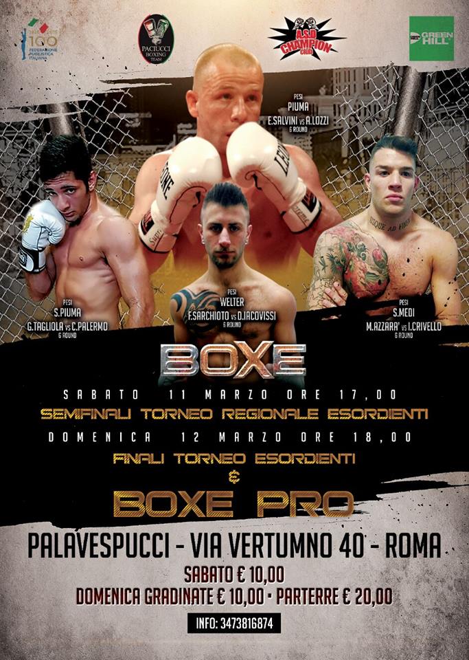 Domenica 12 Marzo a Roma Grande serata di Boxe AOB e Pro #ProBoxing 