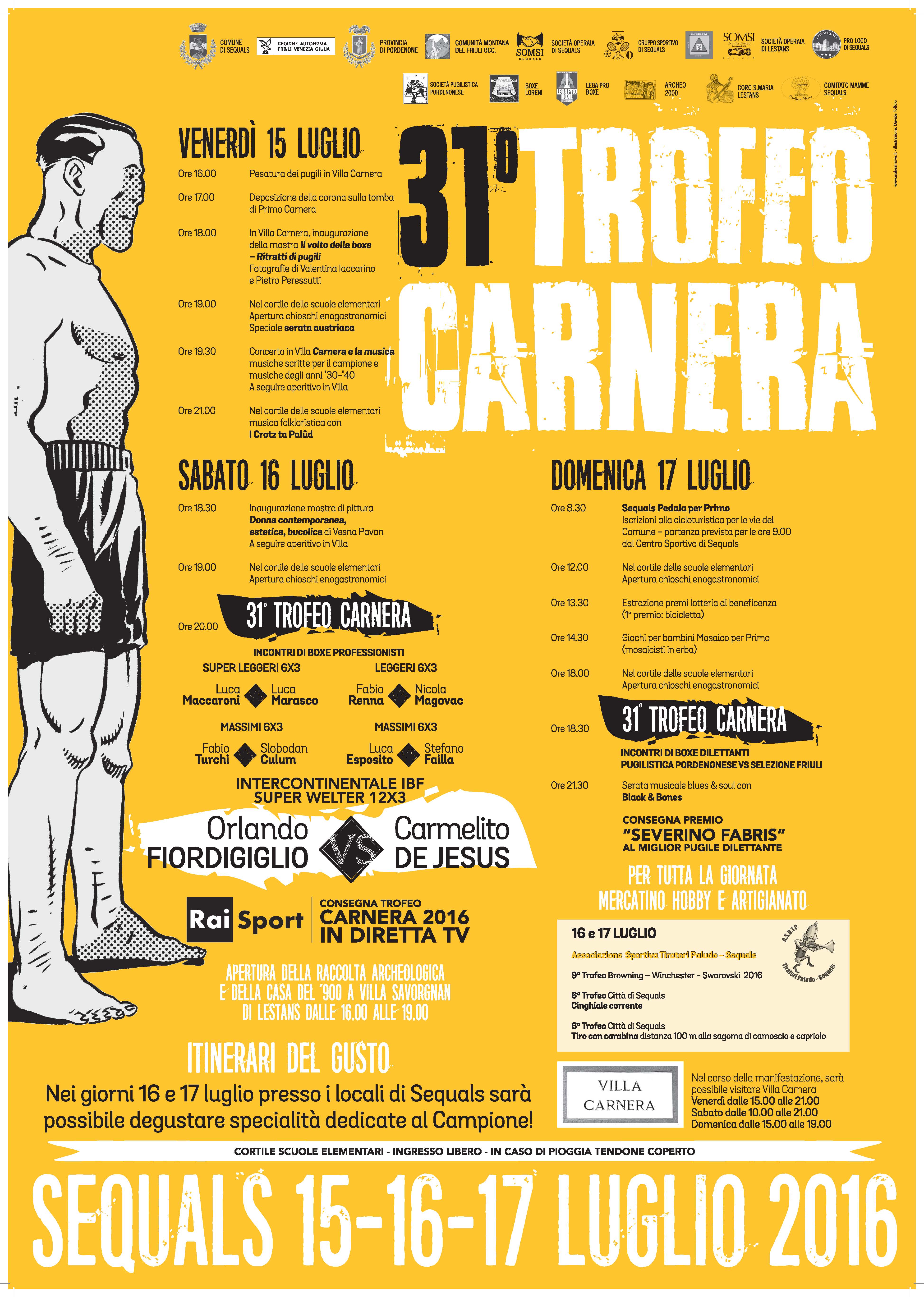 31° Trofeo Carnera dal 15 al 17 Luglio a Sequals - Main Event il 16 Fiordigiglio vs De Jesus per Int. Weletr IBF #ProBoxing