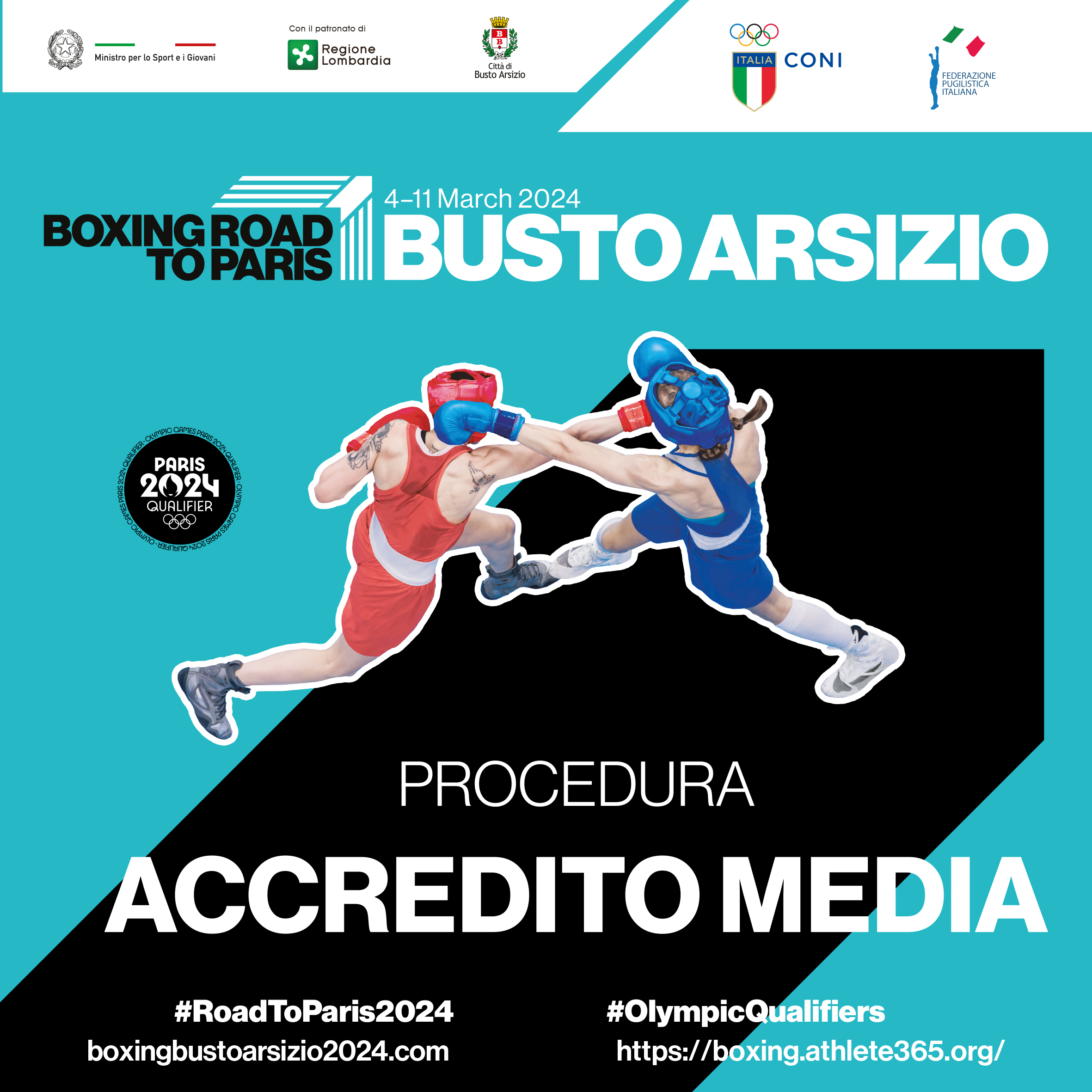 PROCEDURA DI ACCREDITO MEDIA PER Il BOXING WORLD QUALIFYING TOURNAMENT BUSTO ARSIZIO 2024  