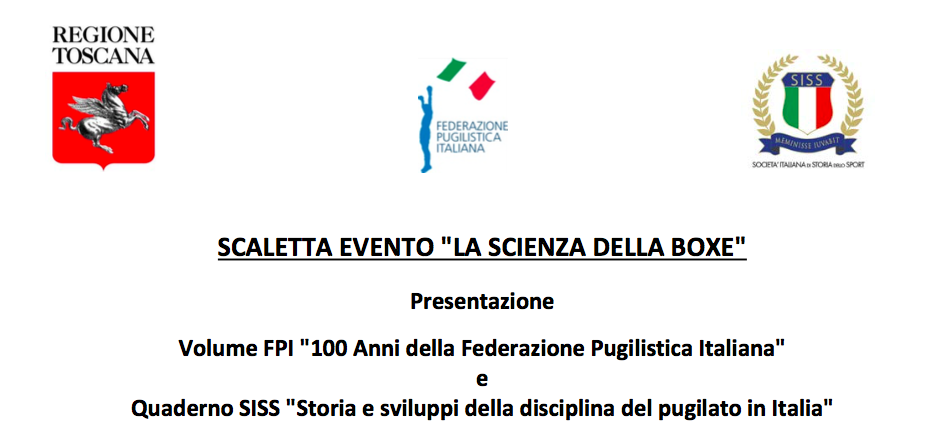 Sabato 4 Febbraio a Firenze l'Evento Scienza della Boxe con presentazione Volume 100FPI e Quaderni Pugilato Italiano