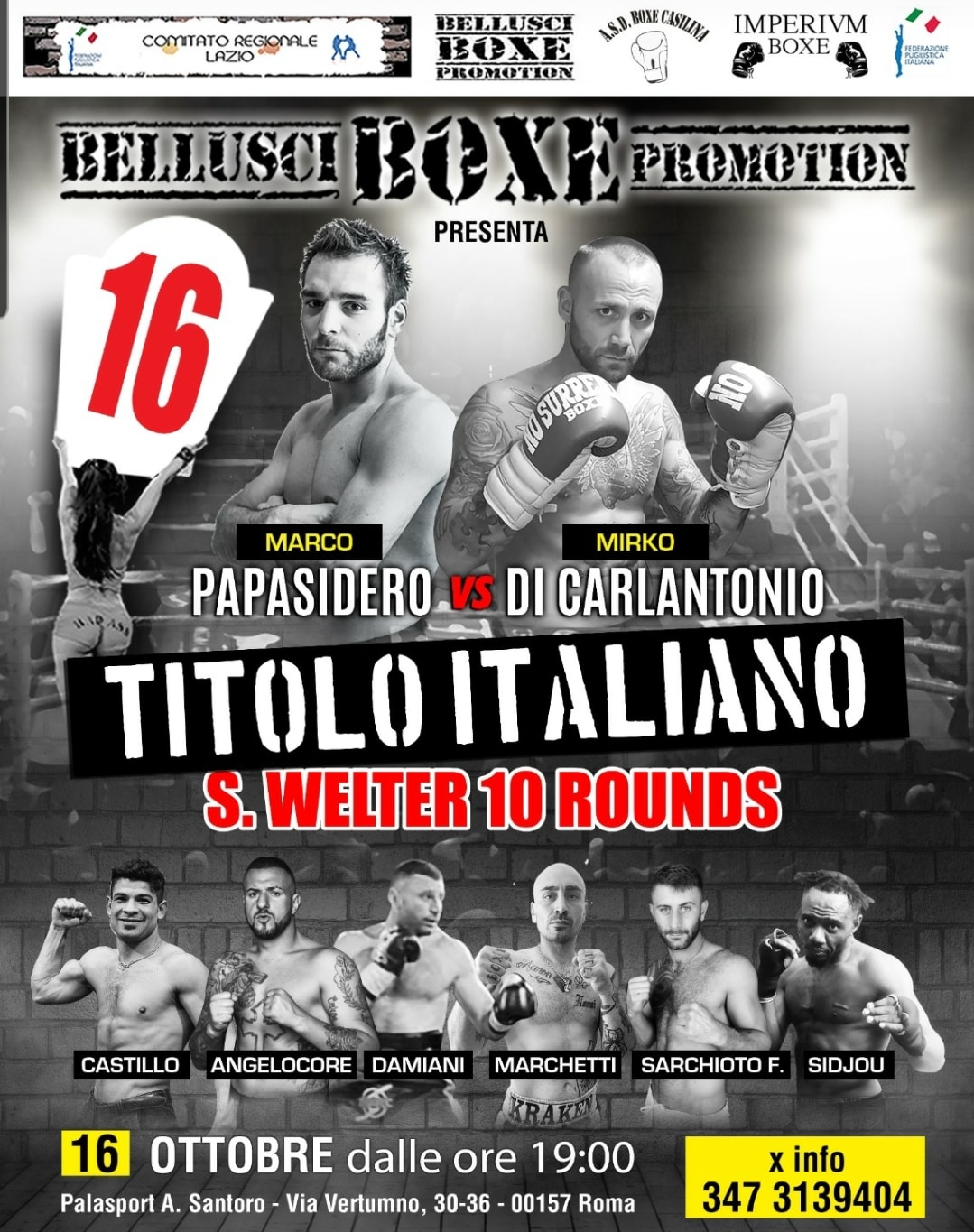 Il 16 ottobre a Roma Papasidero vs Di Carlantonio per il Titolo Italiano Superwelter - diretta su Youtube FPIOfficialChannel & gazzetta.it 