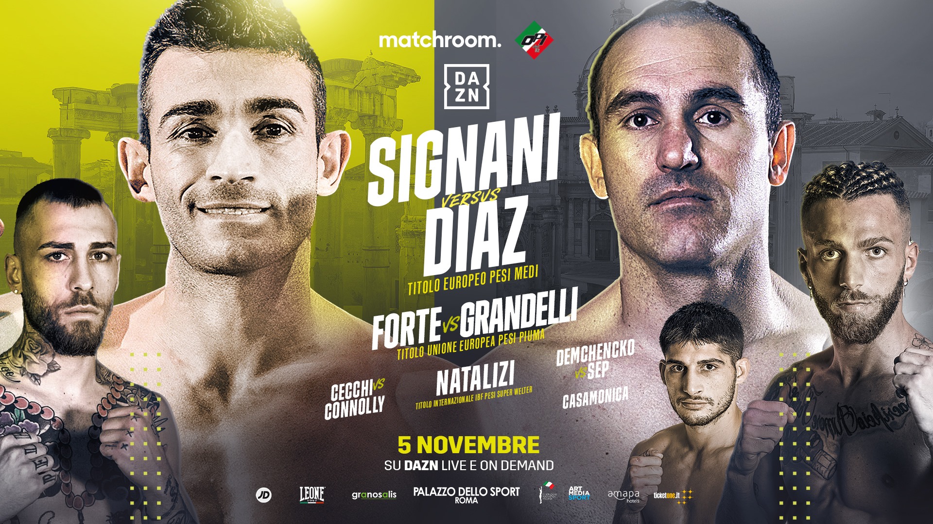 il 5 novembre al PalaEur la Roma Boxing Night - Main Event il Titolo Europeo Medi Signani vs Diaz 