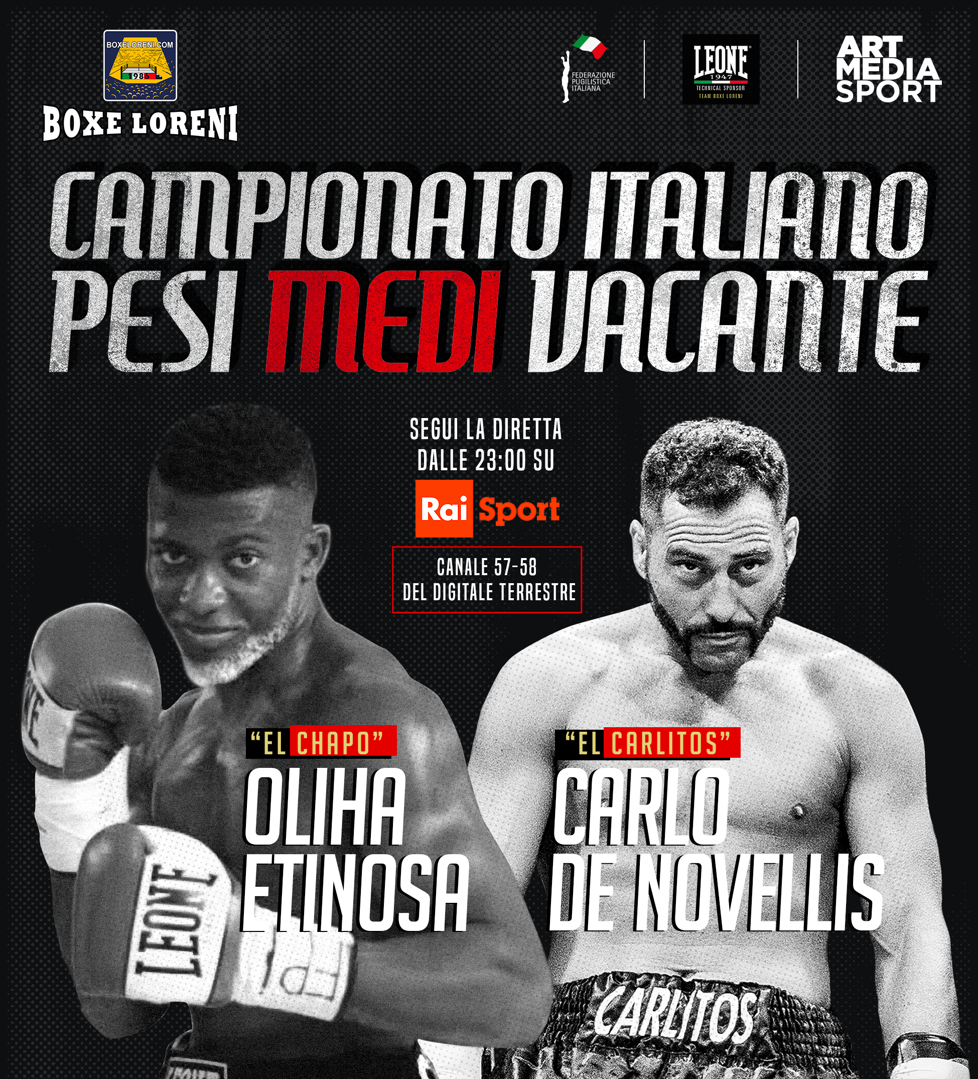 Il 21 Febbraio ad Asti Etinosa vs DeNovellis per il Titolo Italiano Medi - DIRETTA RAISPORT H 23 #ProBoxe