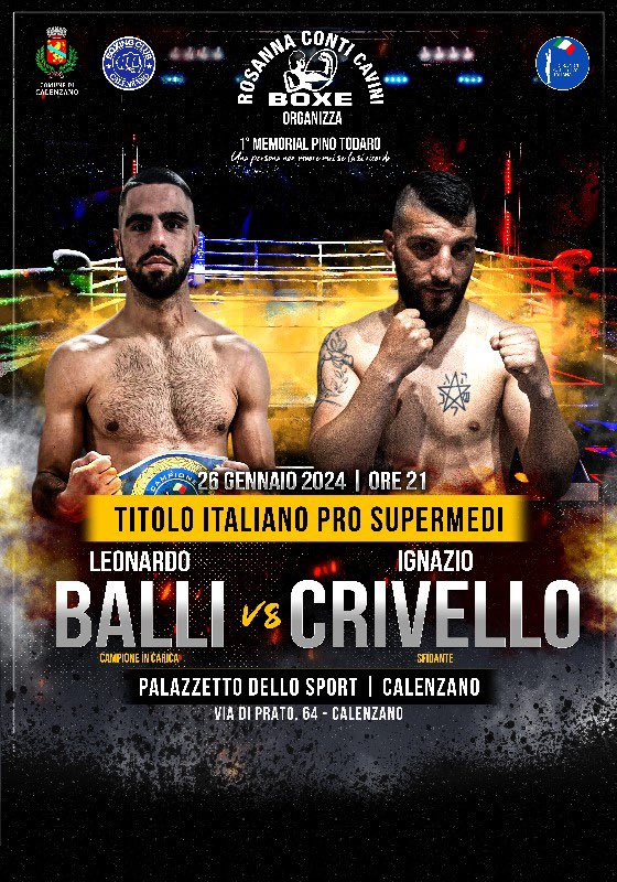 Il prossimo 26 gennaio a Calenzano la sfida Balli vs Crivello per l'Italiano dei Supermedi 