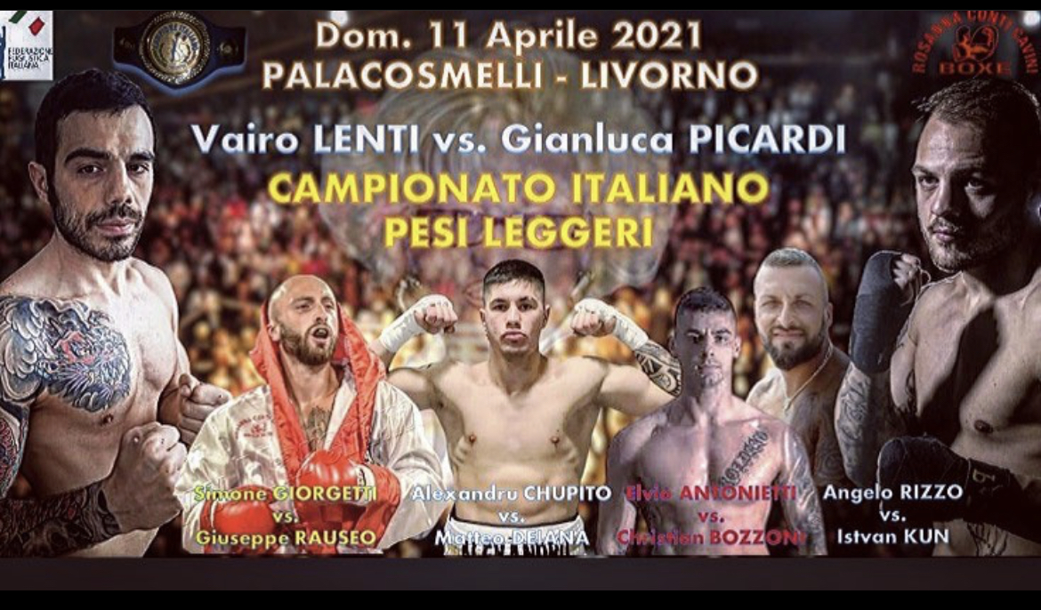 L'11 Aprile a Livorno Picardi vs Lenti per il Titolo Italiano Leggeri - Diretta Youtube FPIOfficialChannel e gazzetta.it - RICCO SOTTOCLOU
