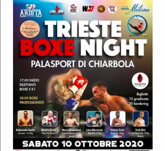 Domani la Trieste Boxe Night con match AOB e PRO