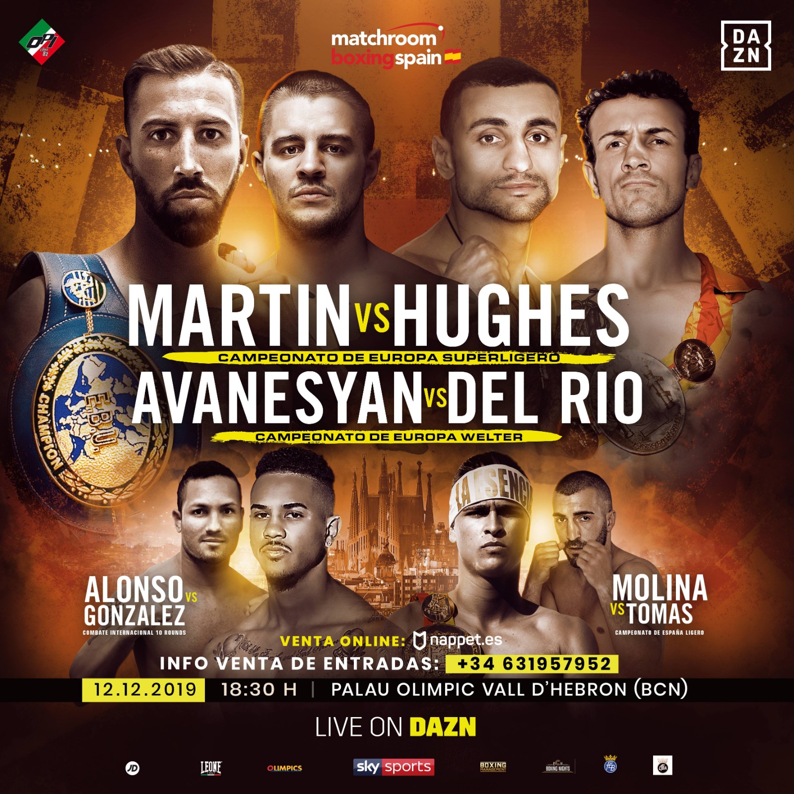 Matchroom Boxing Spain, Opi Since 82 e DAZN lanciano uno show a Barcellona il 12 dicembre