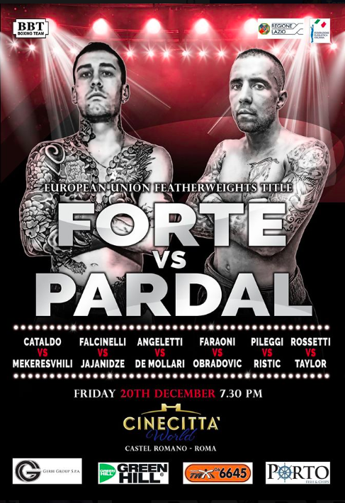 Il 20 Dicembre a Roma Forte vs Pardal per il Titolo UE Piuma - INFO TICKET #ProBoxing