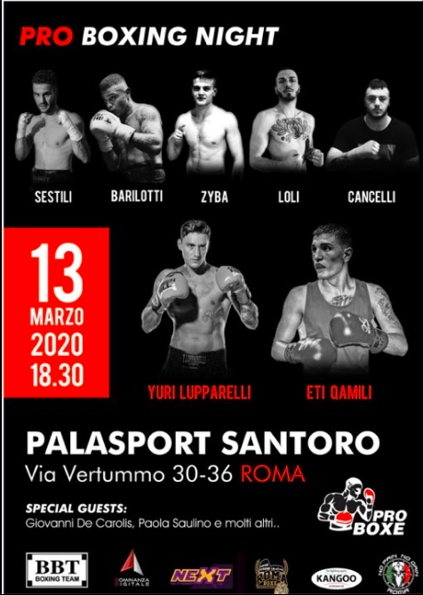 Il 13 Marzo al PalaSantoro di Roma la PRO BOXING NIGHT 