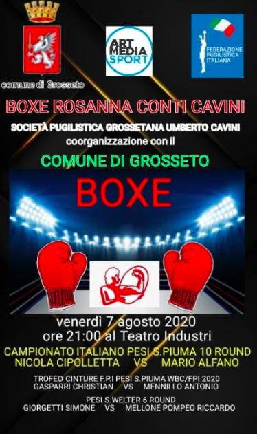 Il 7 Agosto pv a Grosseto Cipolletta vs Alfano per il Titolo Italiano SuperPiuma 