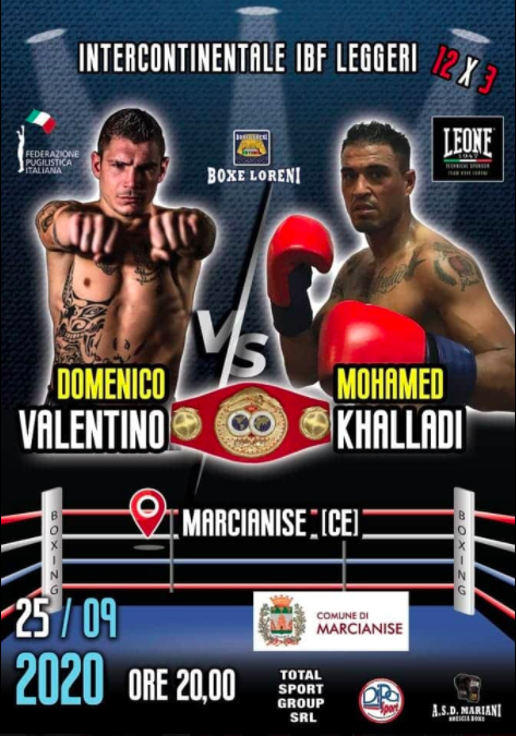 Il 25 settembre a Marcianise Valentino vs Khalladi per il Titolo Int. Leggeri IBF -  PROGRAMMA SOTTOCLOU