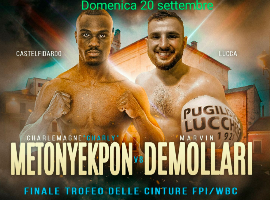 Il 20 Settembre a CastelFidardo METONYEKPON vs Demollari: In palio il Trofeo delle Cinture WBC-FPI 
