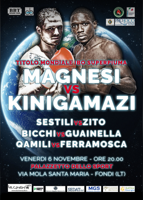 Il 6 novembre a Fondi Magnesi sul ring per il mondiale IBO Superpiuma 