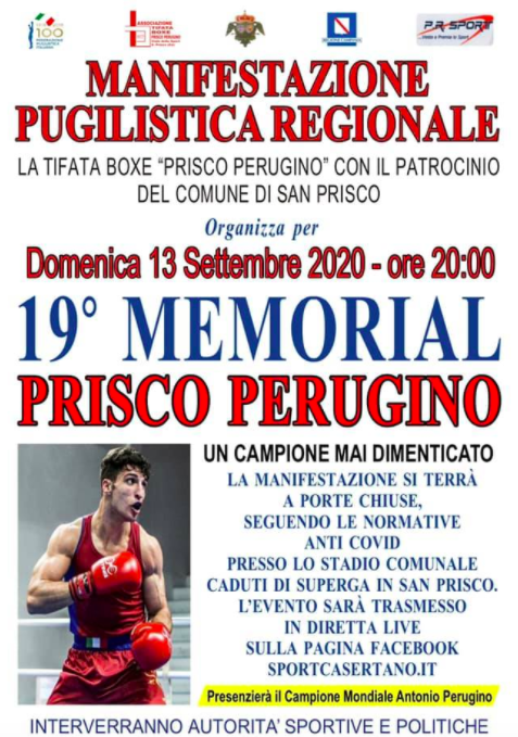 Domenica 13 Settembre a San Prisco il 19° Memorial Prisco Perugino 