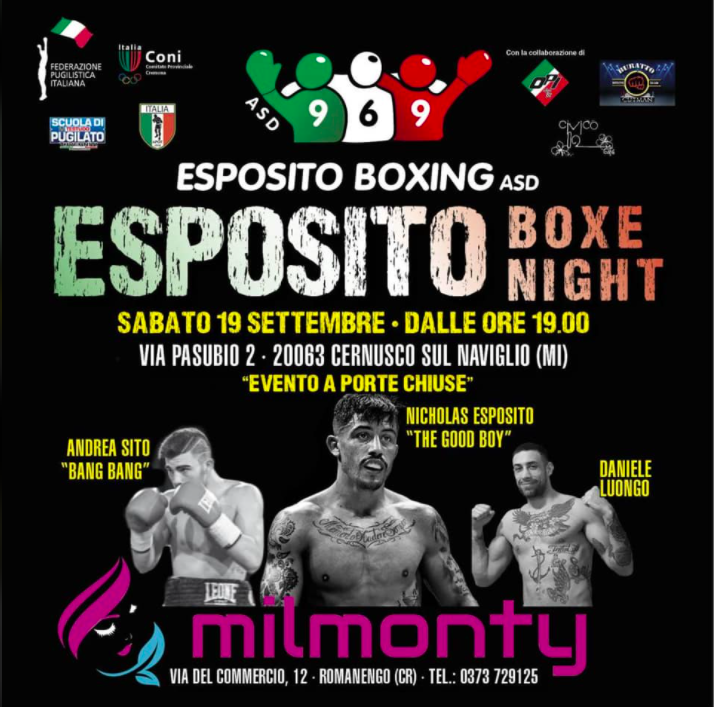 Il 19 settembre a Cernusco Sul Naviglio la "Esposito Boxe Night"