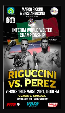 Venerdì 19 marzo a Guasave (Messico) Riguccini in difesa del Titolo Interim Silver WBC Welter